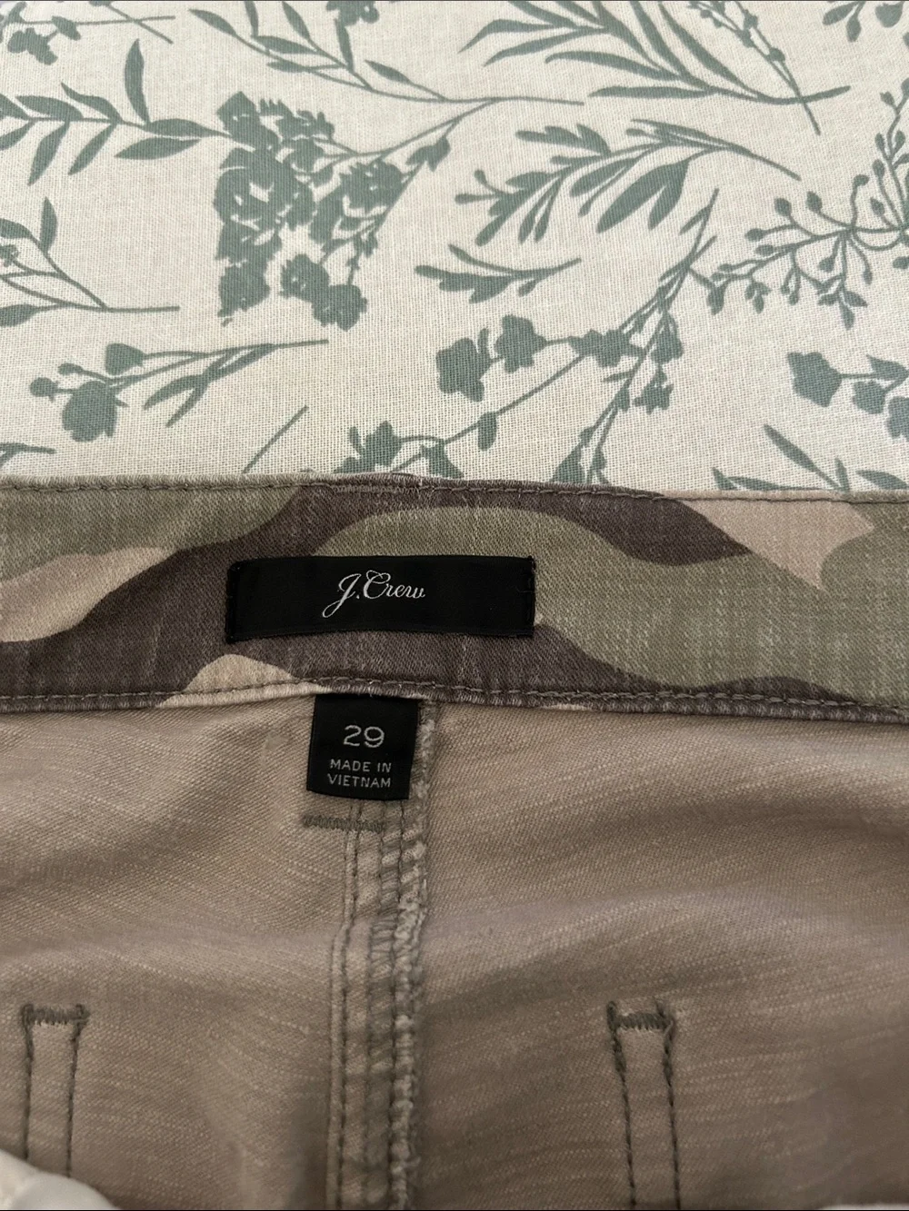 J. Crew Women's Camouflage Straight-Leg Cargo Pants in Olive and Tan